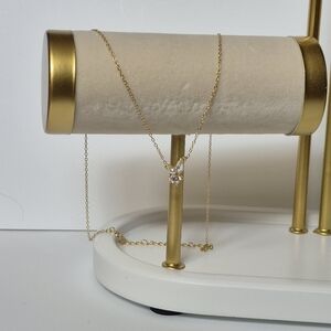 Elegant 14kt Plated Gold Topaz Cz Peal Necklace